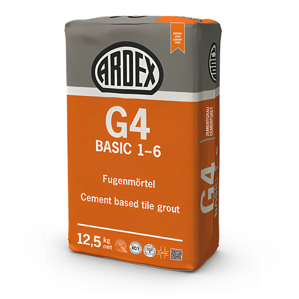 ARDEX G4 BASIC 1-6 Cementkötésű Fugahabarcs Csempékhez és Mozaikokhoz, ideális 1-6 mm közötti fugaszélességekhez, penészgomba elleni védelemmel és magas szilárdsággal.